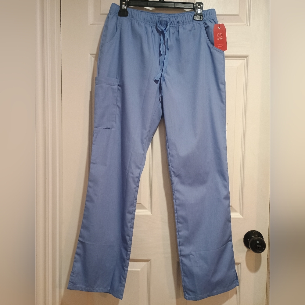 New Women's Red Panda Blue Scrub Pants With Pockets Size Medium